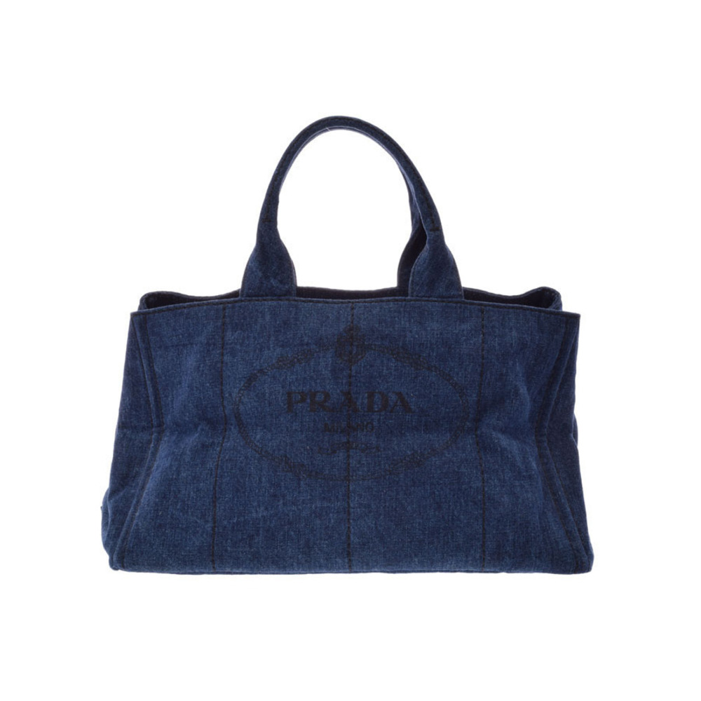 Prada Canapa Tote Bag Blue Denim Card
